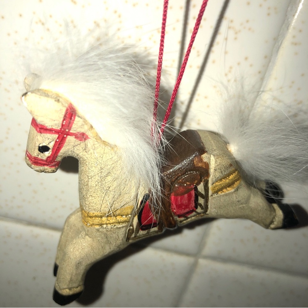 Vintage Rocking Horse Wooden Hanging‎ Christmas Ornament